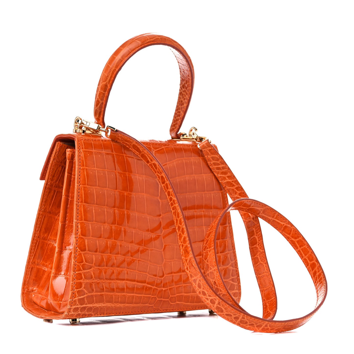 Crocodile Gancini 2-Way Top Handle Bag Orange