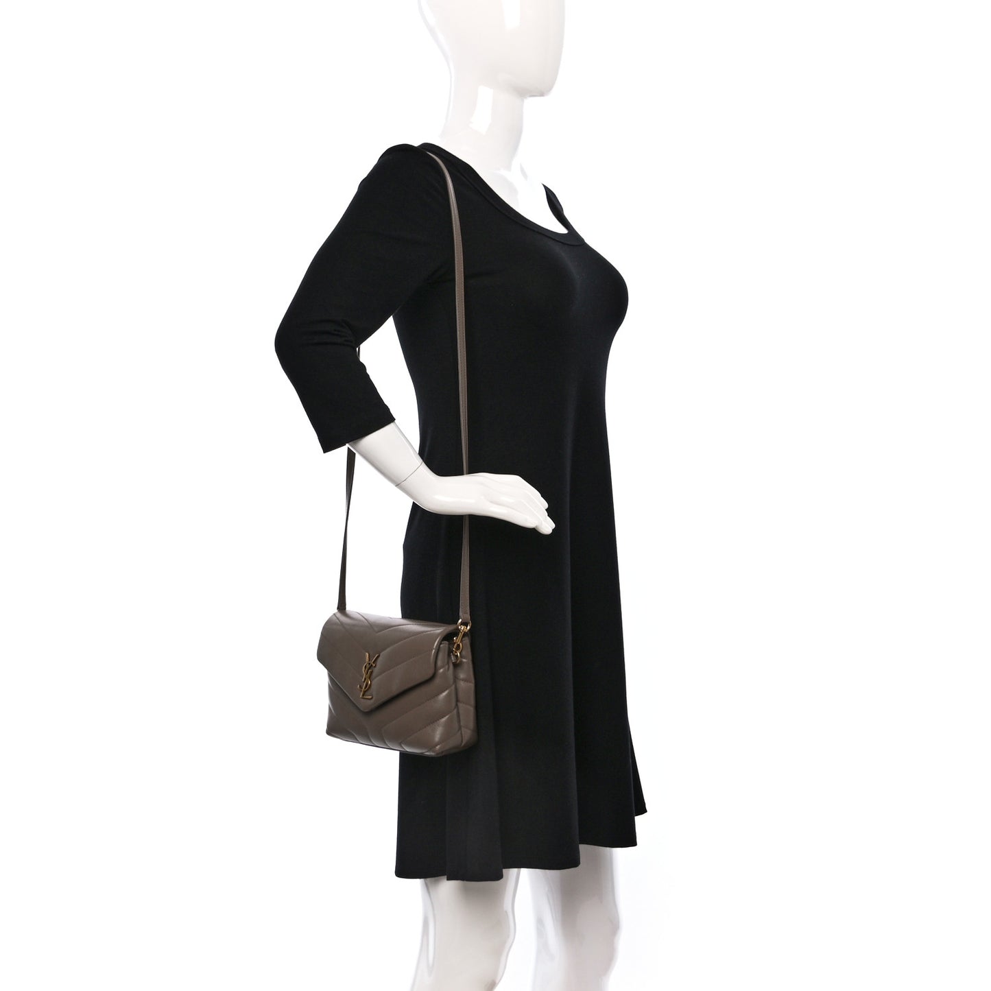 Calfskin Y Quilted Monogram Toy Loulou Crossbody Bag Taupe