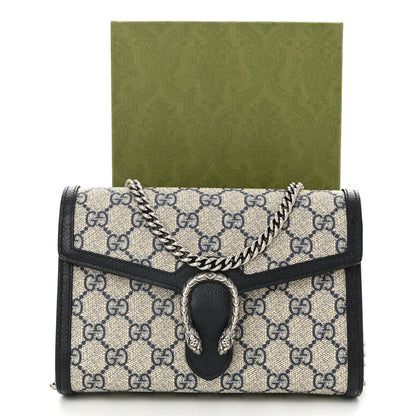 Gucci GG Supreme Monogram Textured Dollar Calfskin Mini Dionysus Chain Wallet Beige Blue 15 of 15