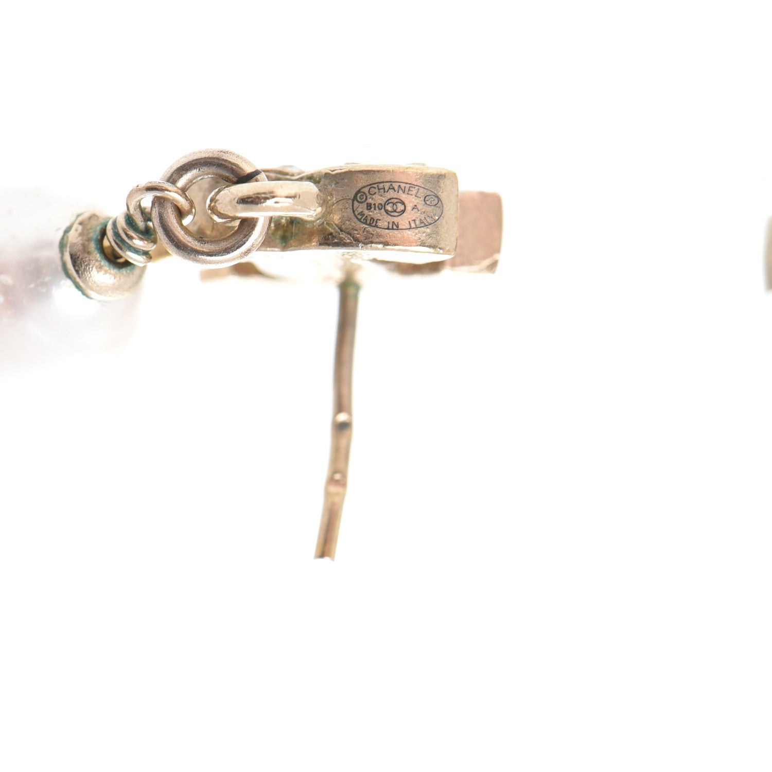Chanel Crystal Pearl CC Drop Earrings Light Gold 5 of 7