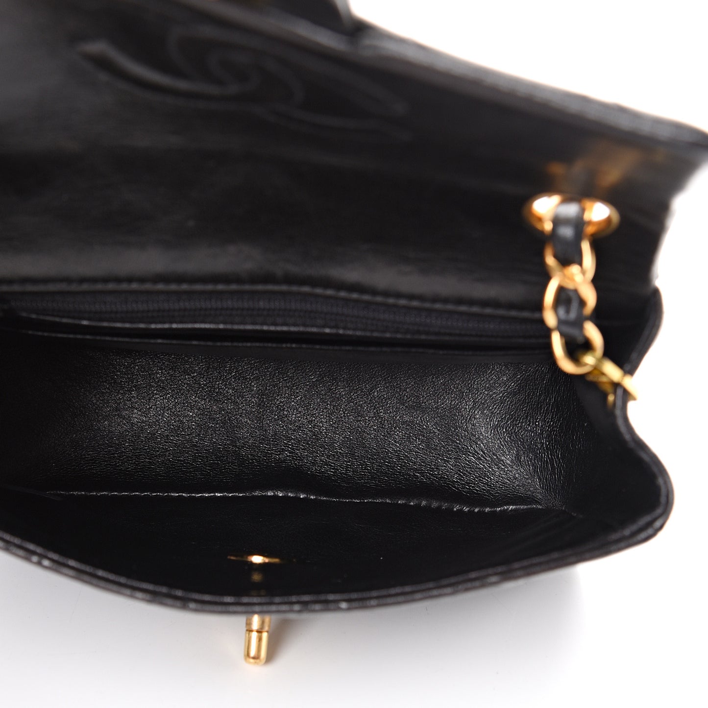 Lambskin Quilted Mini Square Flap Black