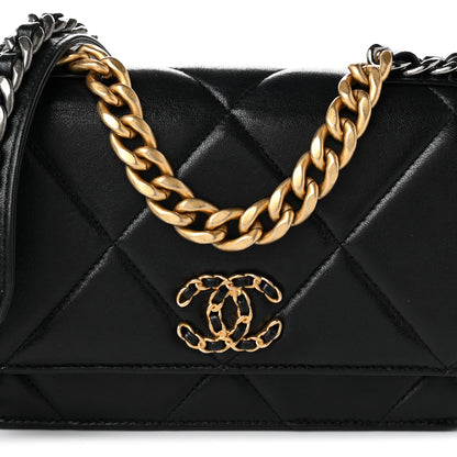 Chanel Goatskin Quilted Chanel 19 Wallet On Chain WOC Black 8 of 10