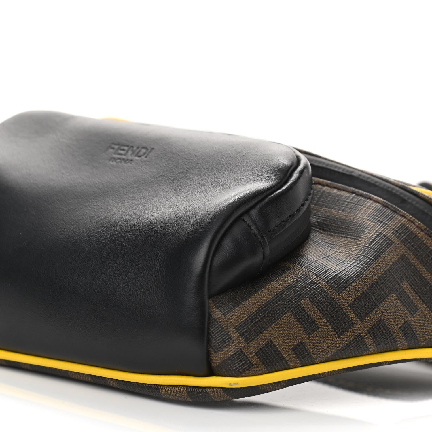 Fendi Glazed Fabric Vitello Century FF 1974 Pocket Belt Bag Mogano Panna Black Sunflower 9 of 9
