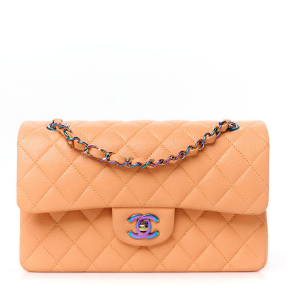 Chanel Caviar Quilted Rainbow CC Small Double Flap Orange 1 of 11