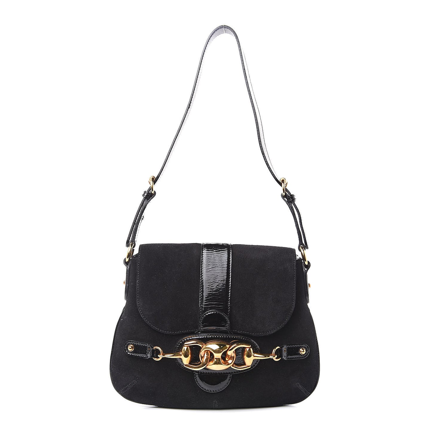 Suede Wave Flap Bag Black