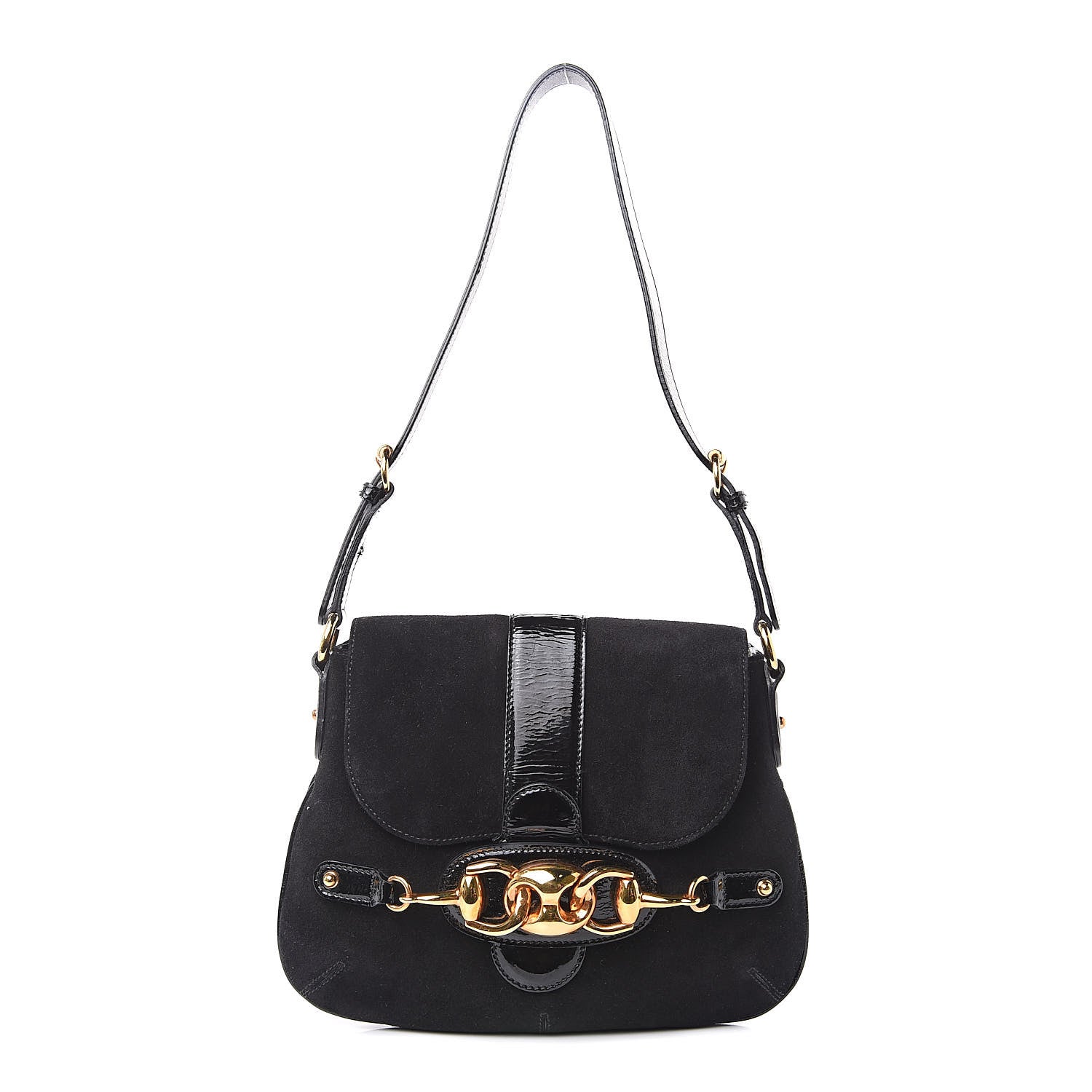 Gucci Suede Wave Flap Bag Black 1 of 13
