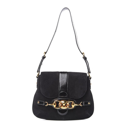 Gucci Suede Wave Flap Bag Black 1 of 13