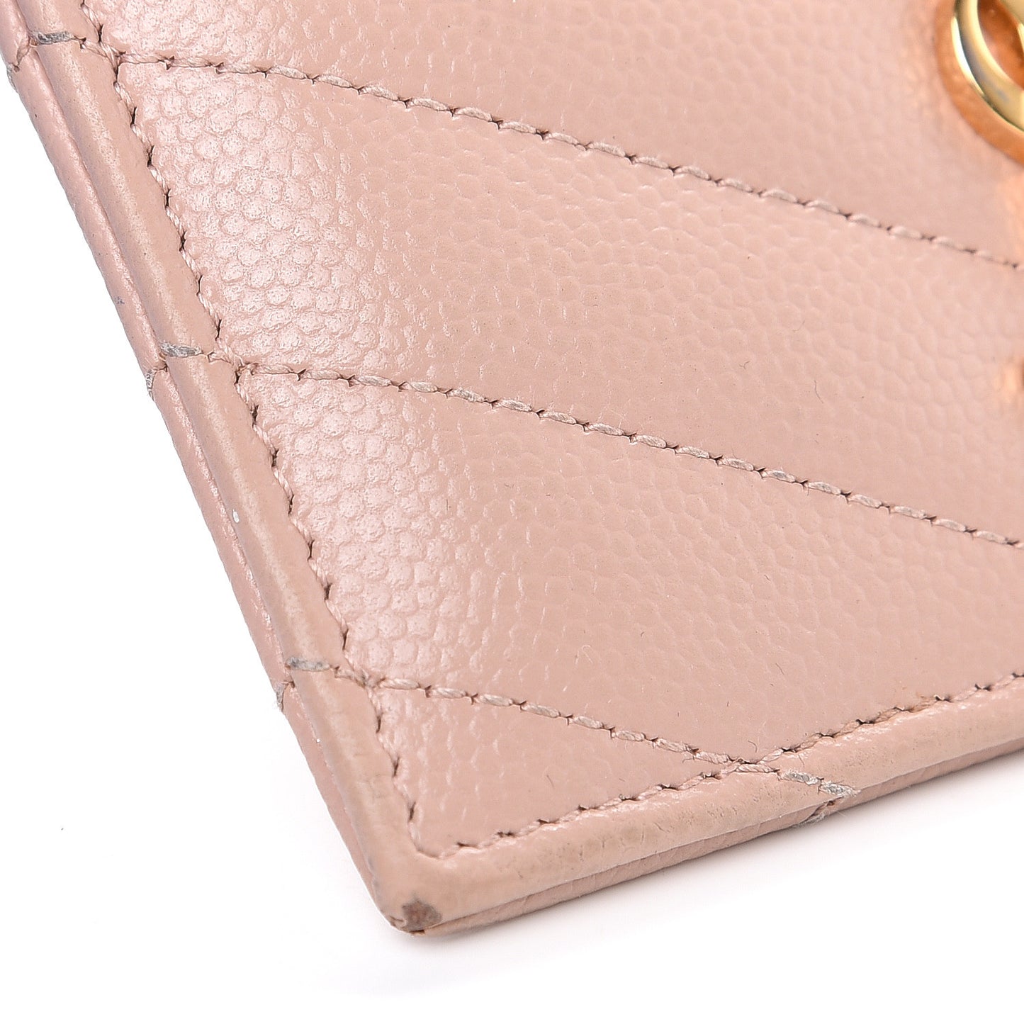 Grain De Poudre Matelasse Chevron Monogram Credit Card Case Pale Pink