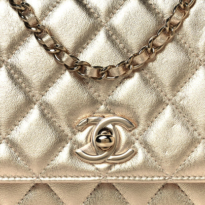 Chanel Metallic Lambskin Quilted Trendy CC Wallet On Chain WOC Gold 9 of 14
