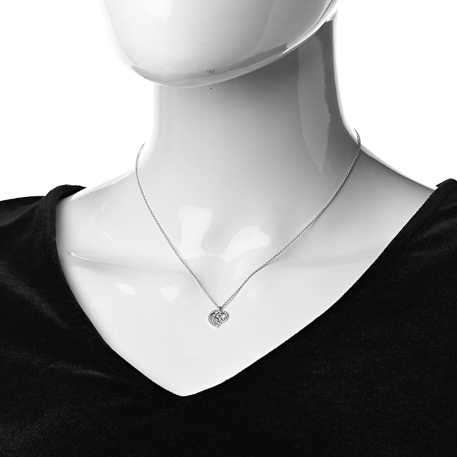 Tiffany Platinum Diamond Enchant Heart Pendant Necklace 2 of 5