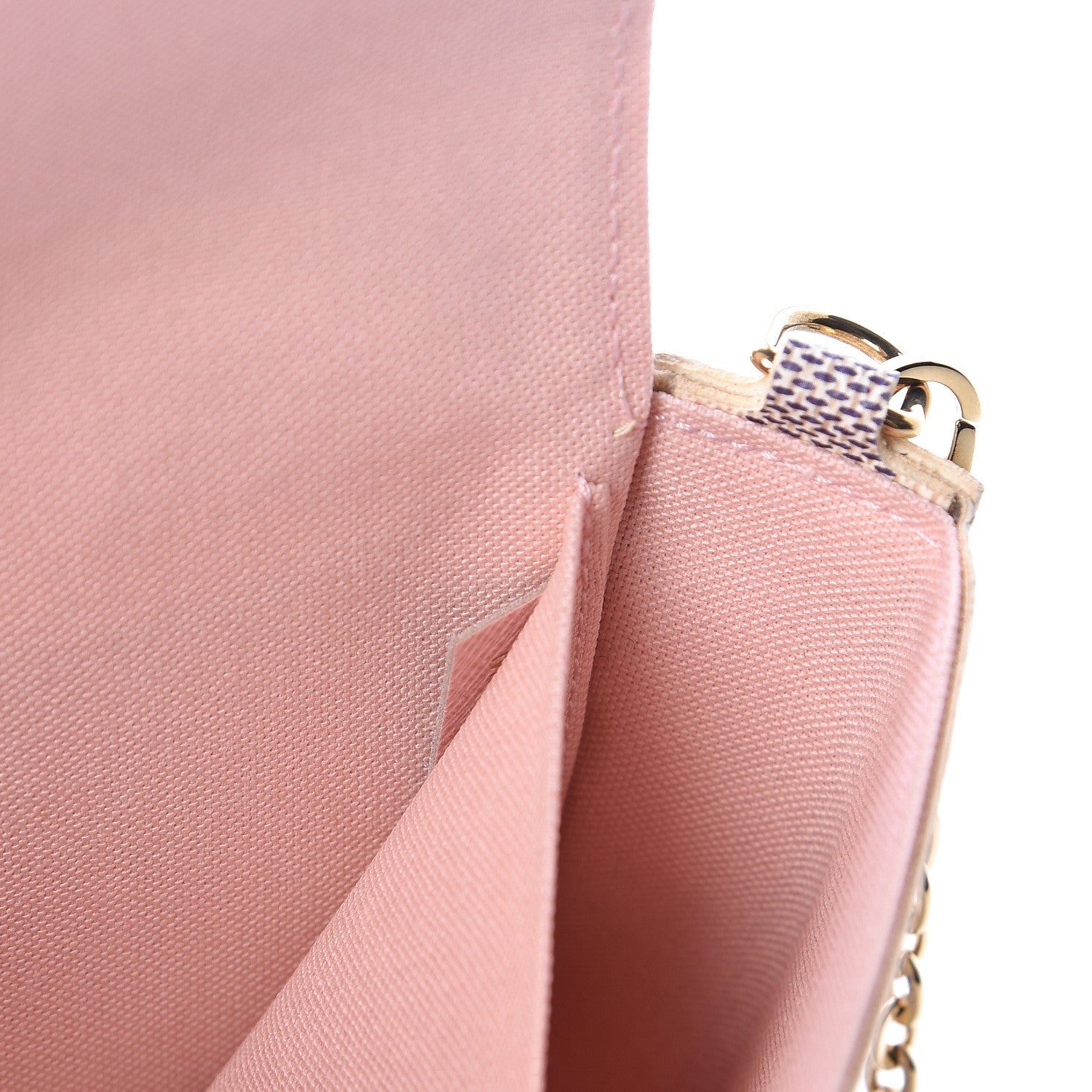 Louis Vuitton Damier Azur Pochette Felicie Chain Wallet Rose Ballerine 8 of 13
