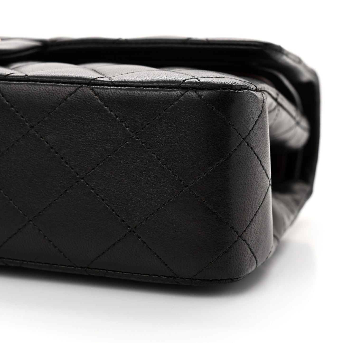 Lambskin Quilted Medium Double Flap Black