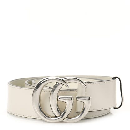 Gucci Plutone Calfskin Palladium Double G 40mm Belt 100 40 Mystic White 1 of 5