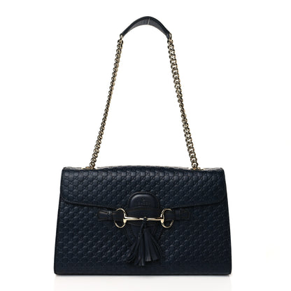 Gucci Soft Microguccissima Medium Emily Chain Shoulder Bag Blue 1 of 11