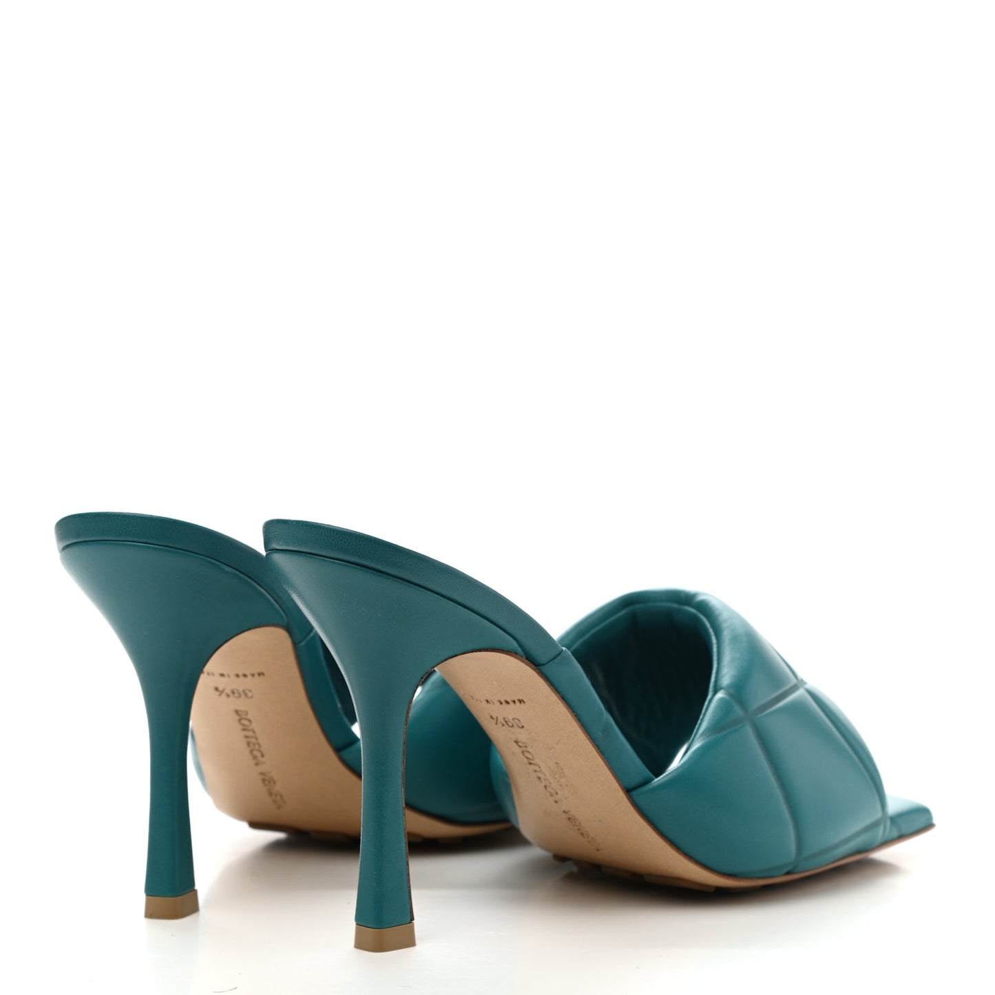Nappa Quilted Rubber Lido Mule Sandals 39.5 Duck Green