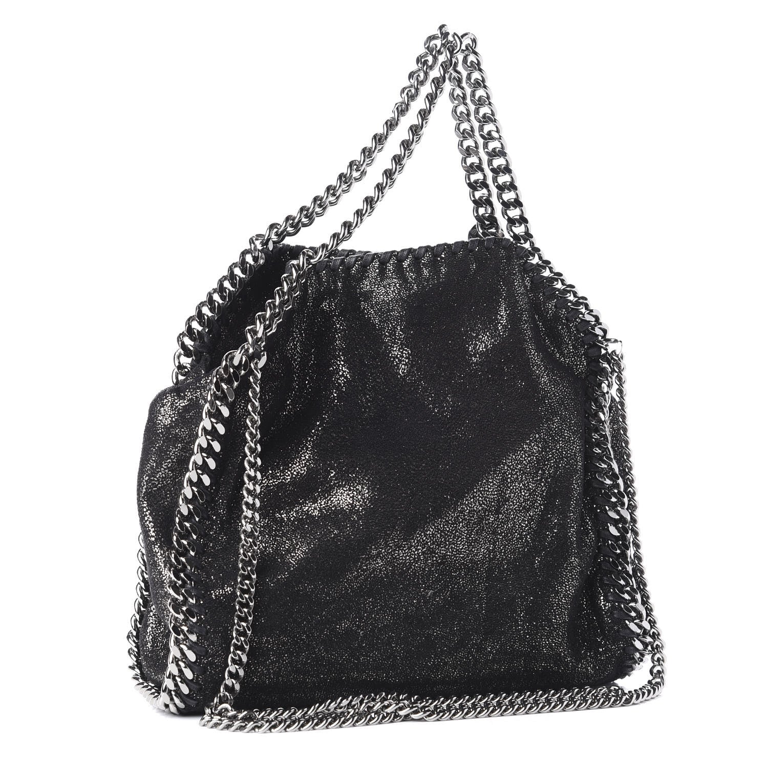 Stella McCartney Chamois Shiny Dotted Mini Falabella Fold Over Tote Ruthenium 4 of 10
