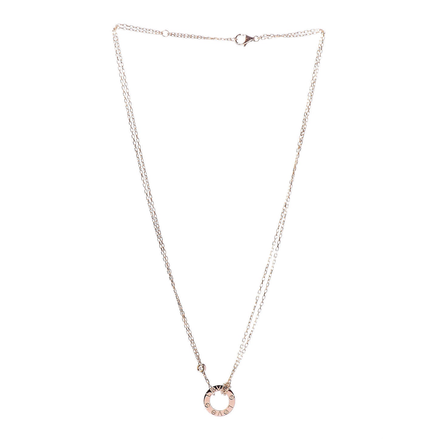 18K Pink Gold 2 Diamond LOVE Necklace