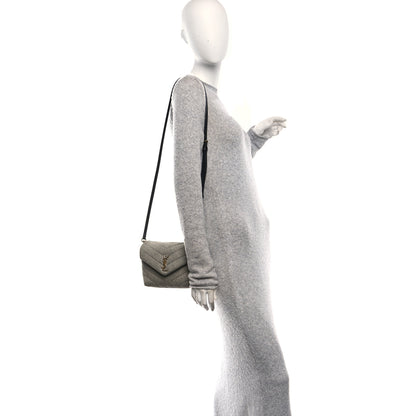 Saint Laurent Denim Y Quilted Monogram Toy Loulou Crossbody Bag Grey 2 of 10