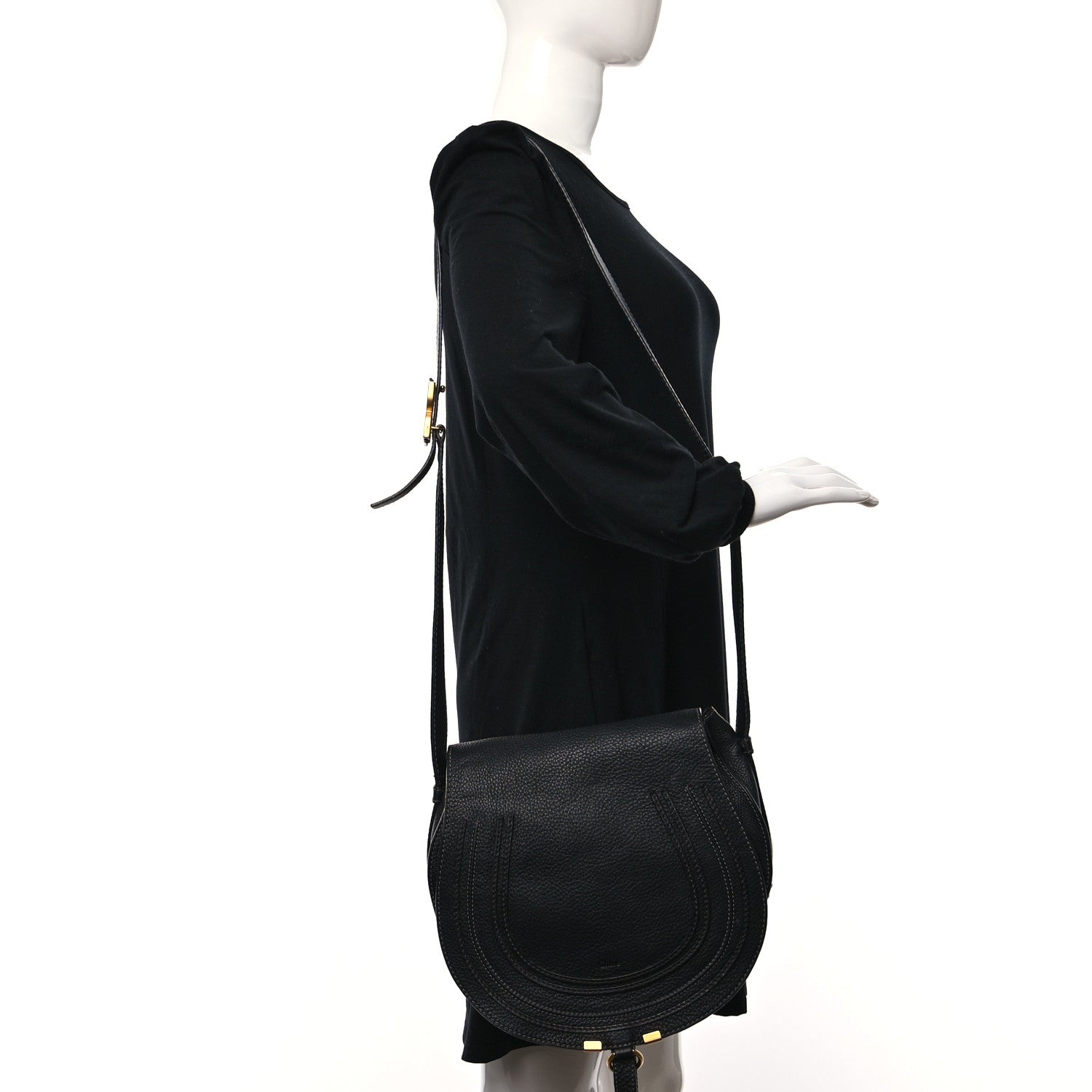 Chloe Calfskin Medium Marcie Round Crossbody Bag Black 2 of 10