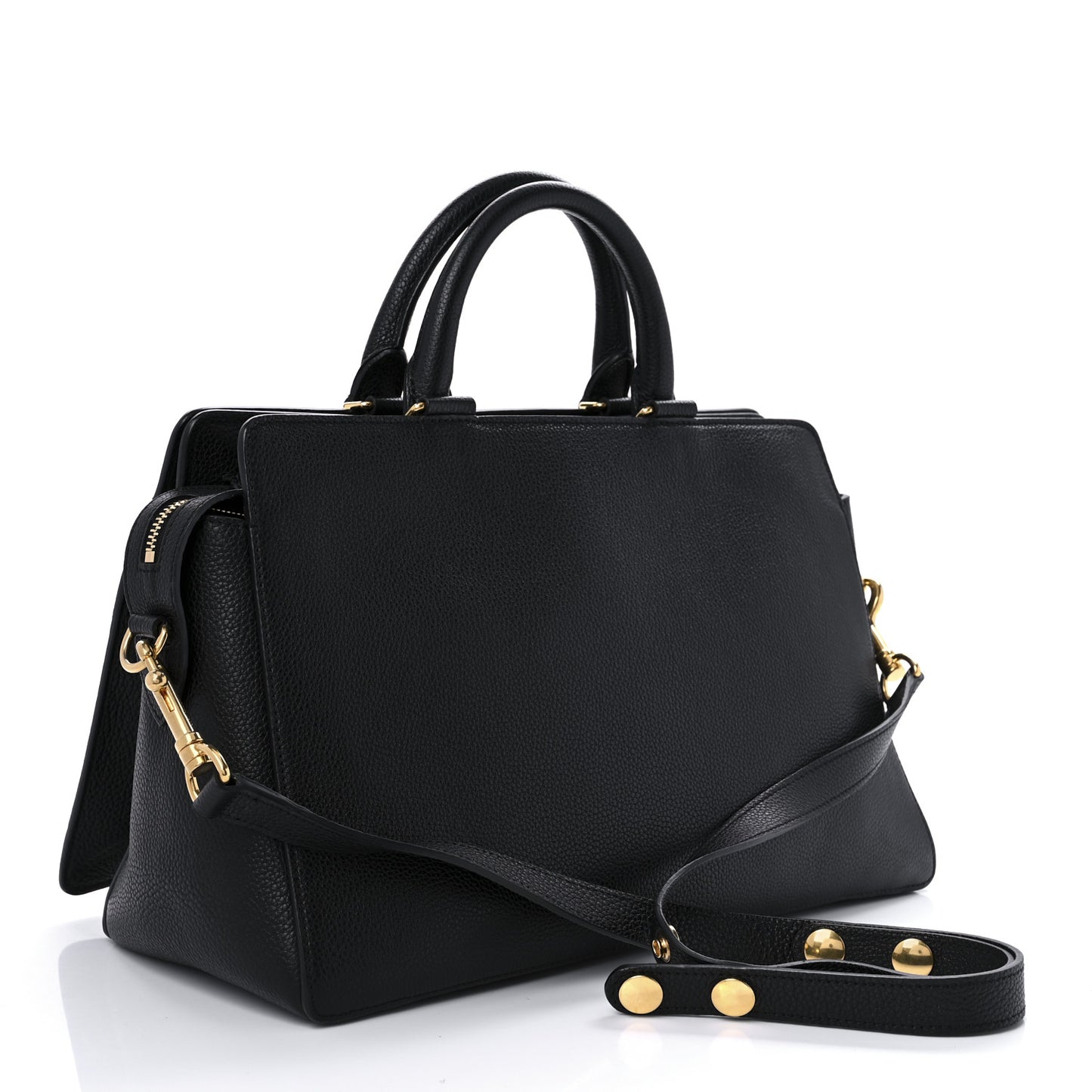 Small Classic Grain Stud Tote Black