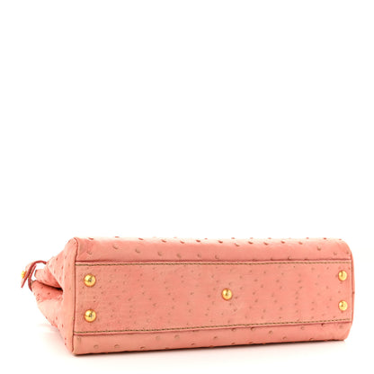 Fendi Ostrich Medium Peekaboo Iconic Satchel Pink 4 of 11