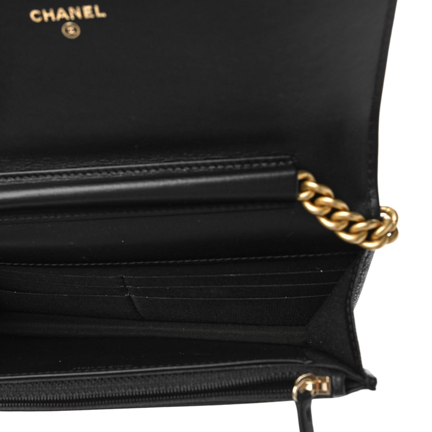 Caviar Quilted Boy Wallet On Chain WOC Black