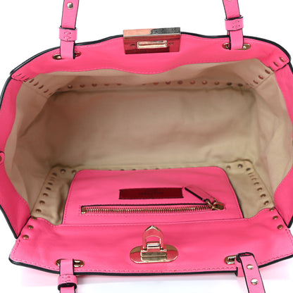 Valentino Garavani Vitello Small Rockstud Tote Fuxia Fluo 4 of 6