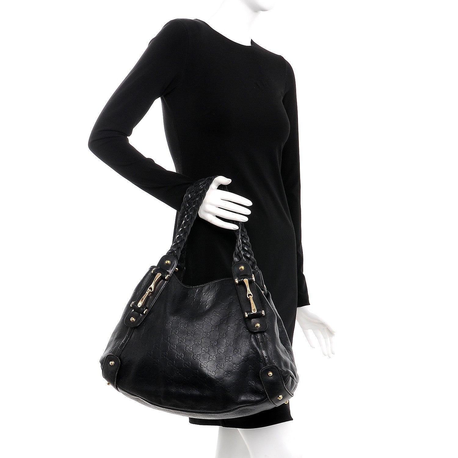 Gucci Guccissima Medium Pelham Shoulder Bag Black 2 of 8