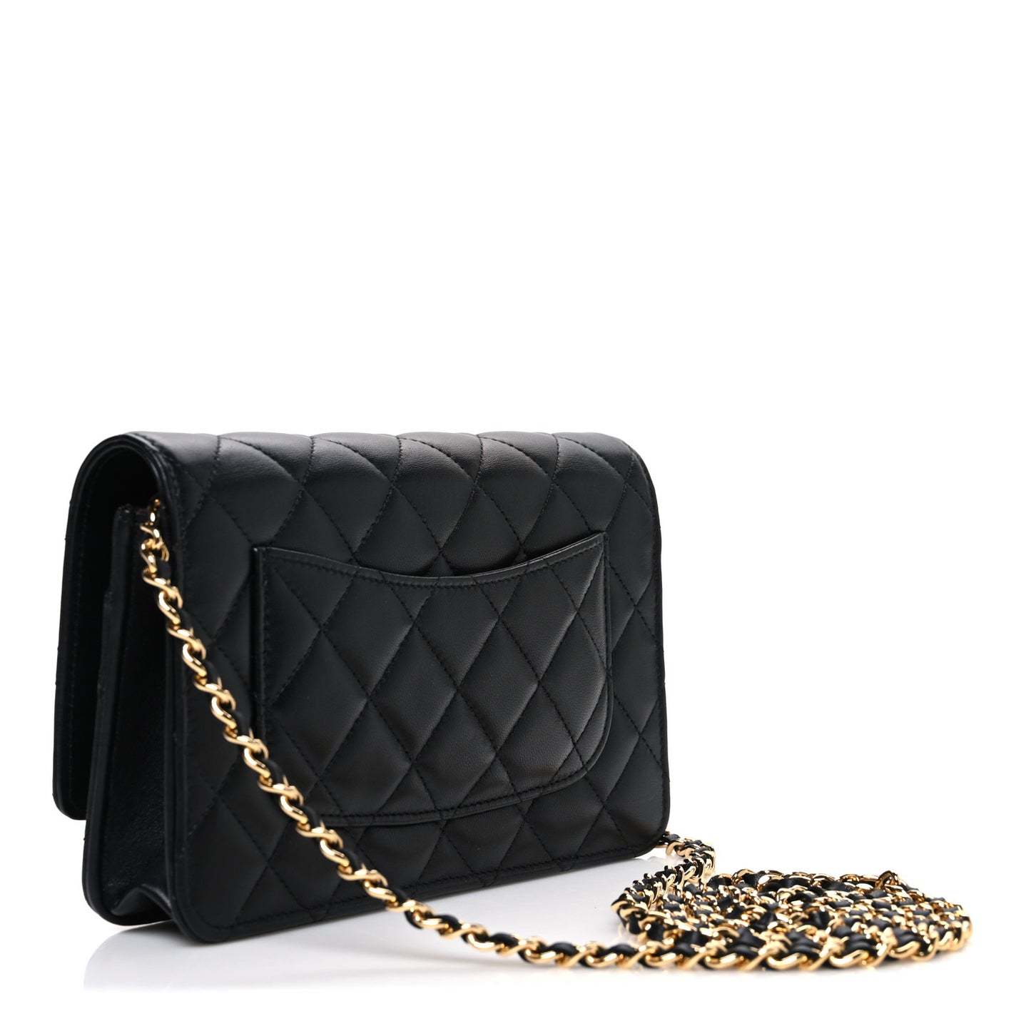 Lambskin Quilted Wallet On Chain WOC Black