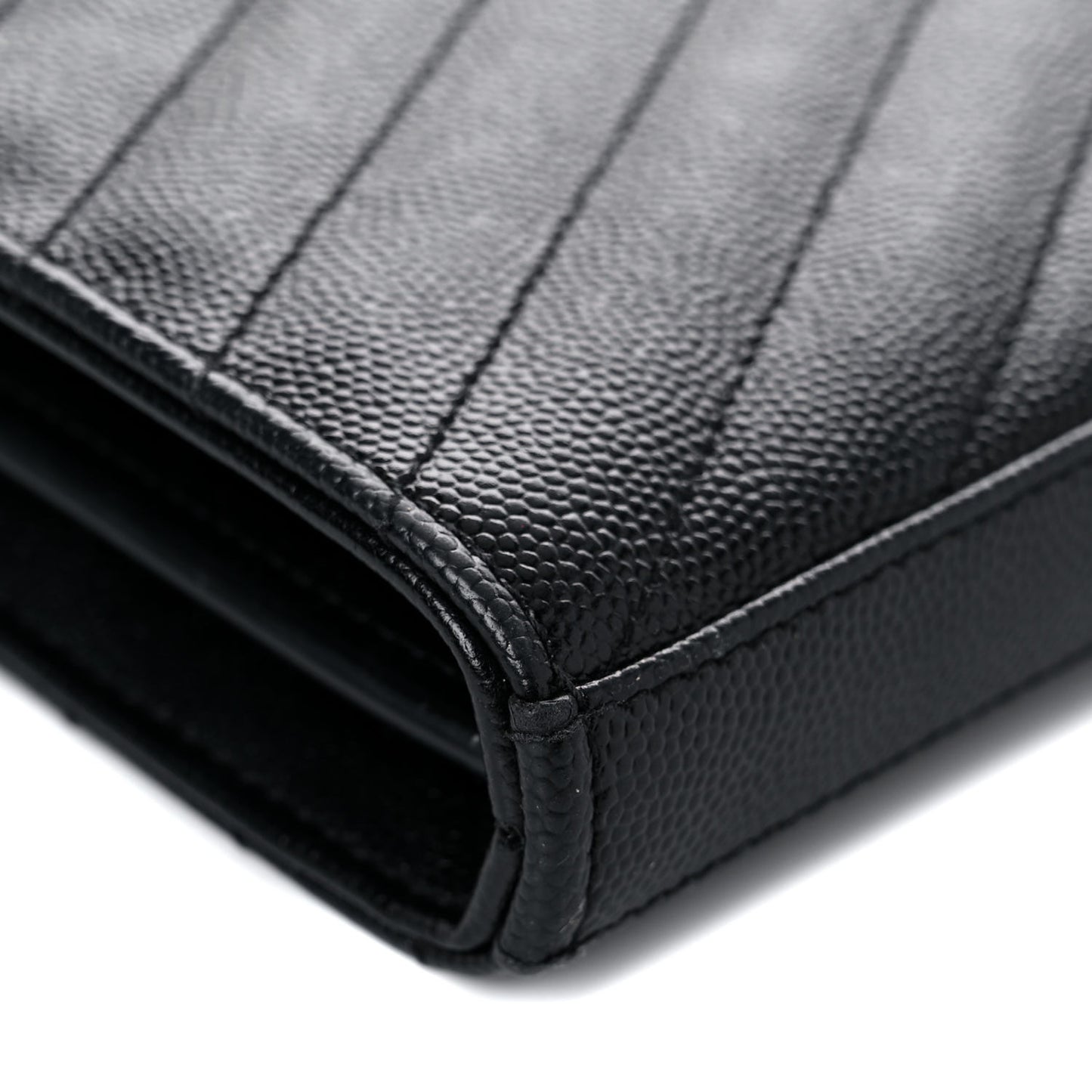 Grain De Poudre Matelasse Chevron Monogram Chain Wallet Black