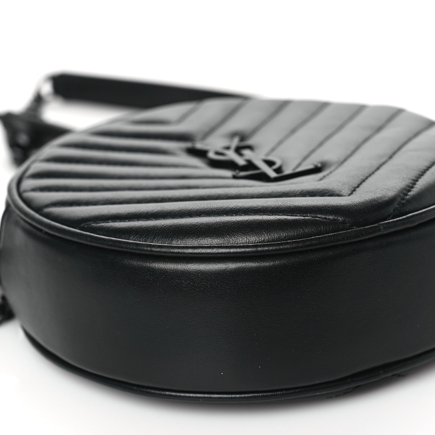Saint Laurent Calfskin Matelasse Chevron Round Vinyle Camera Bag Black 9 of 10
