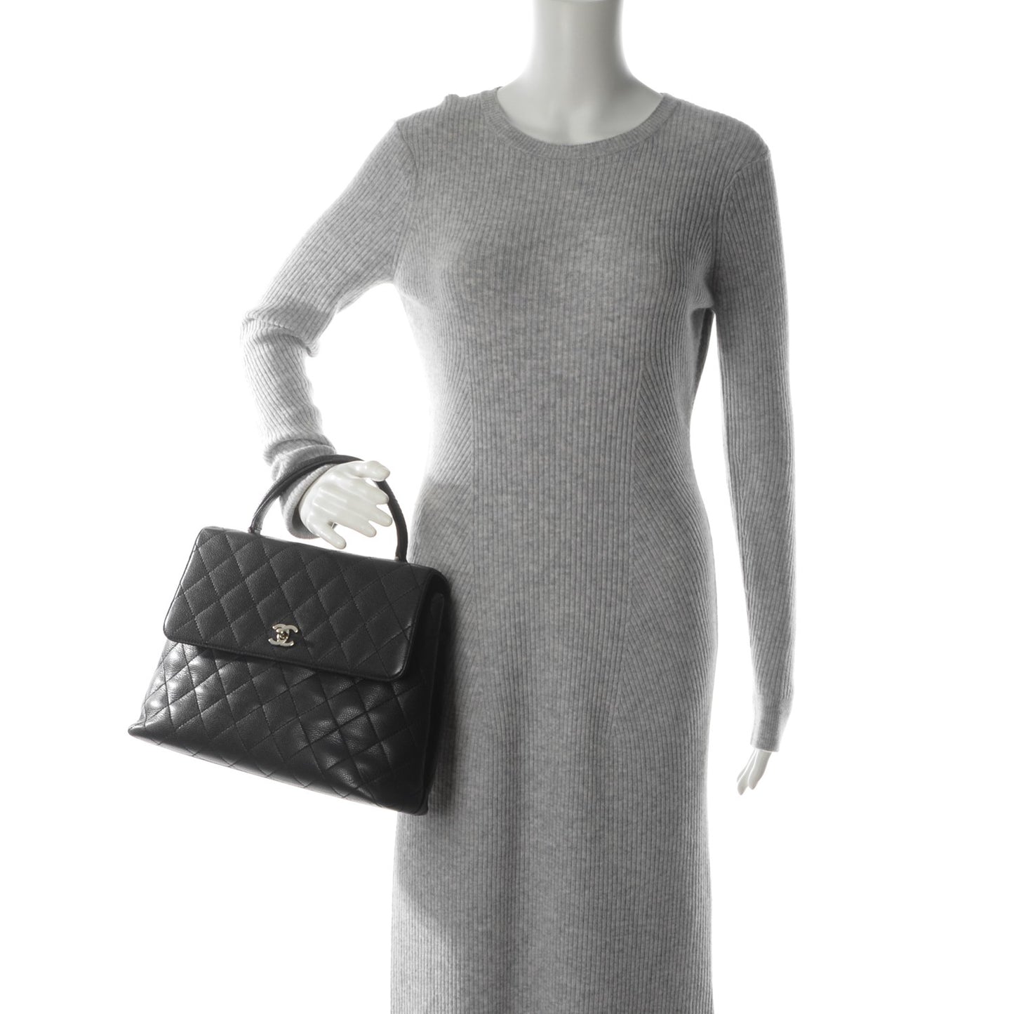 Caviar Quilted Jumbo Kelly Flap Black