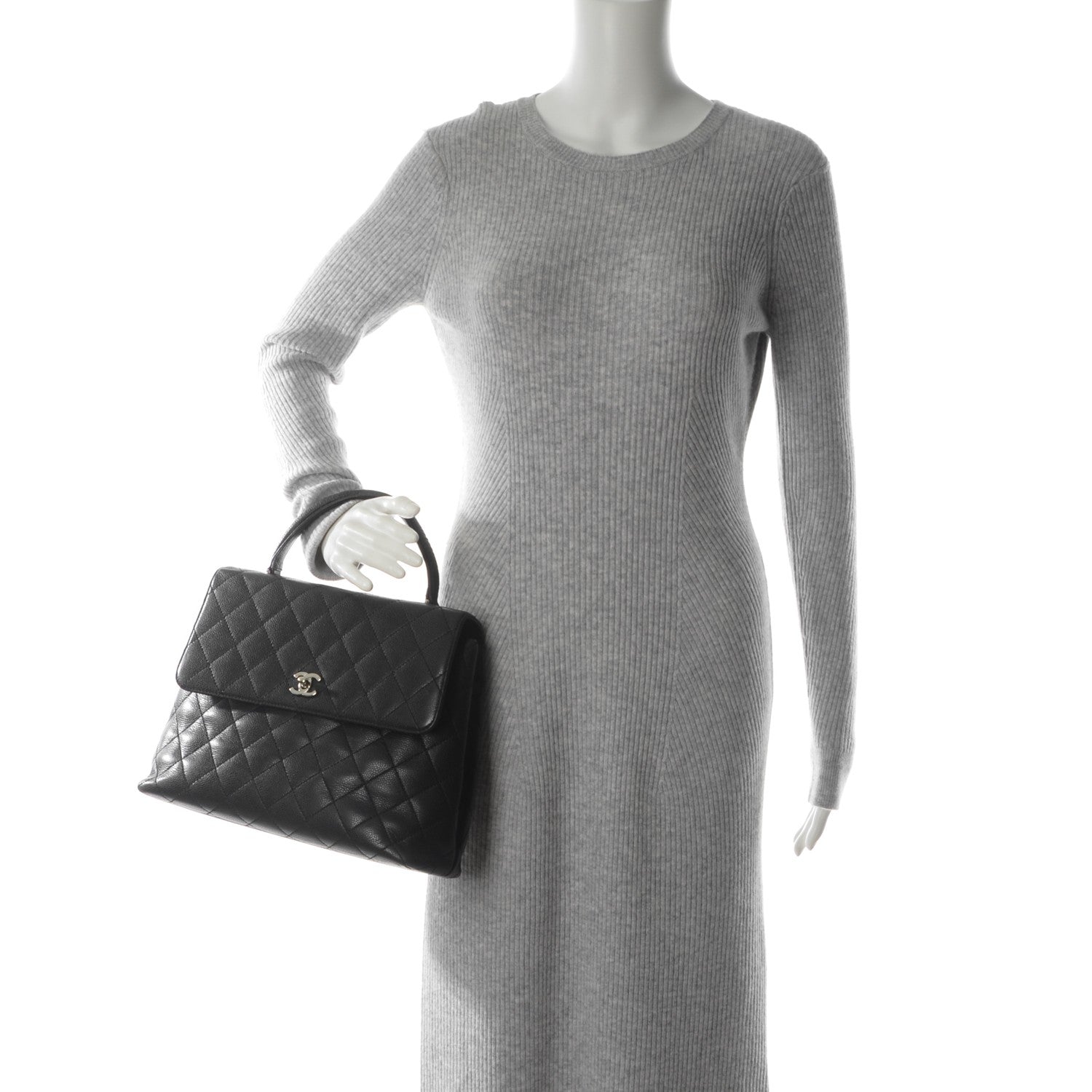Chanel Caviar Quilted Jumbo Kelly Flap Black 2 of 9