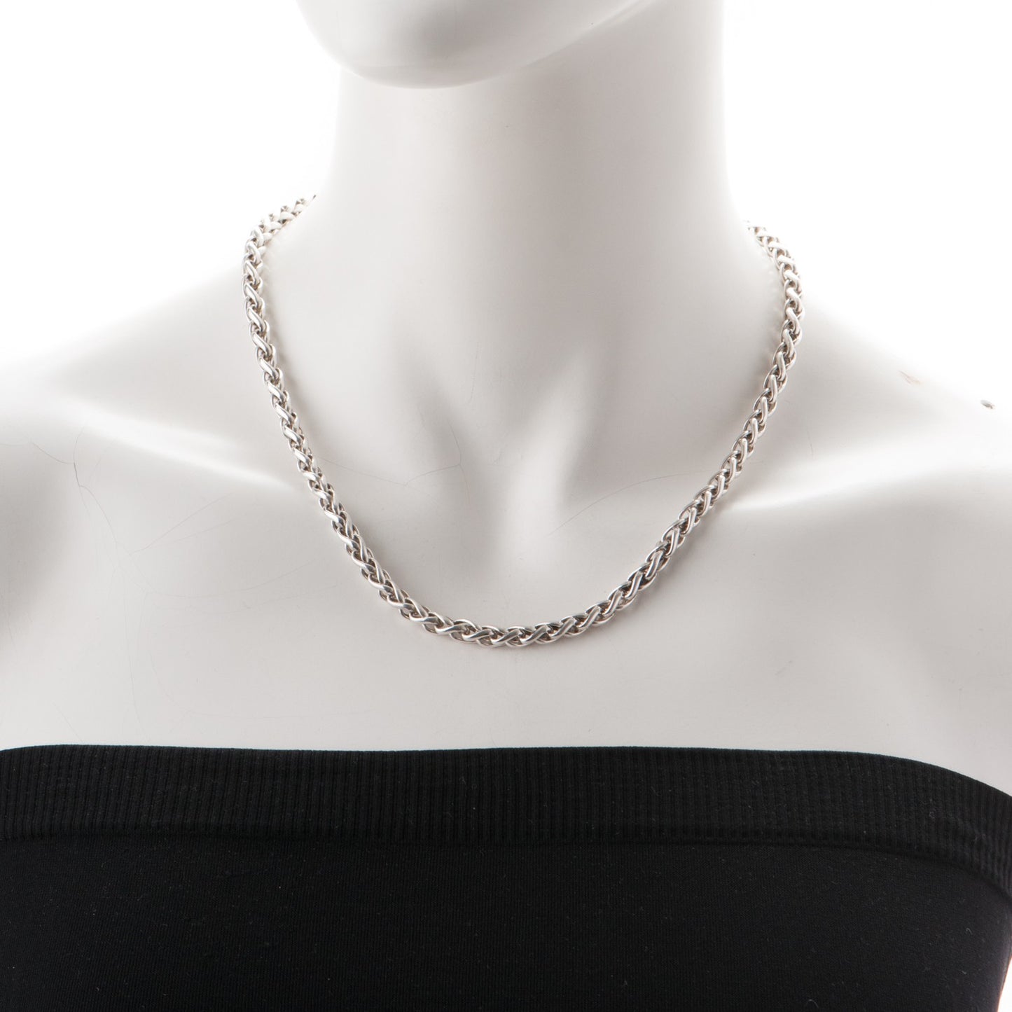 Sterling Silver 14K Yellow Gold 8mm Large Wheat Chain Necklace