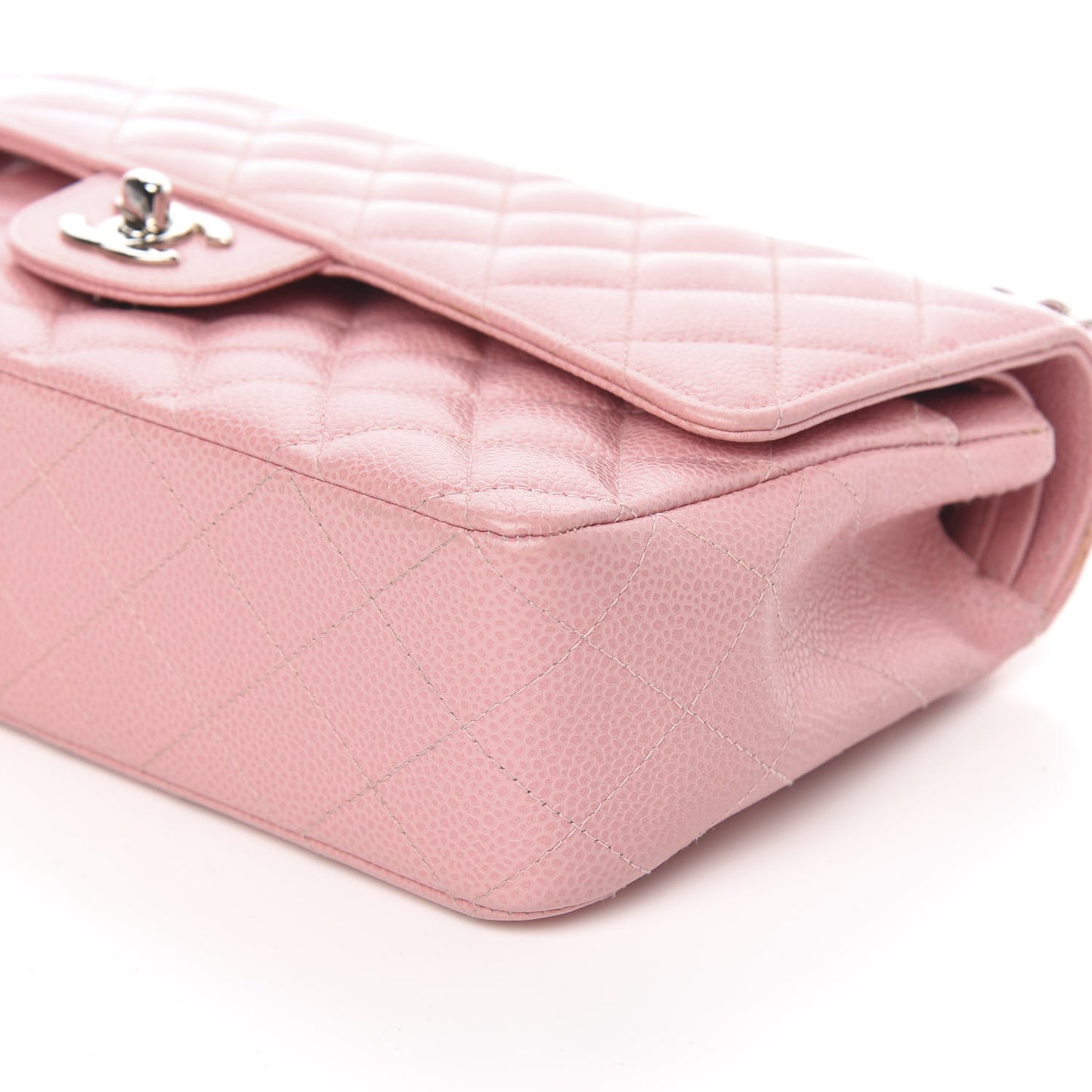 Caviar Quilted Medium Double Flap Pink