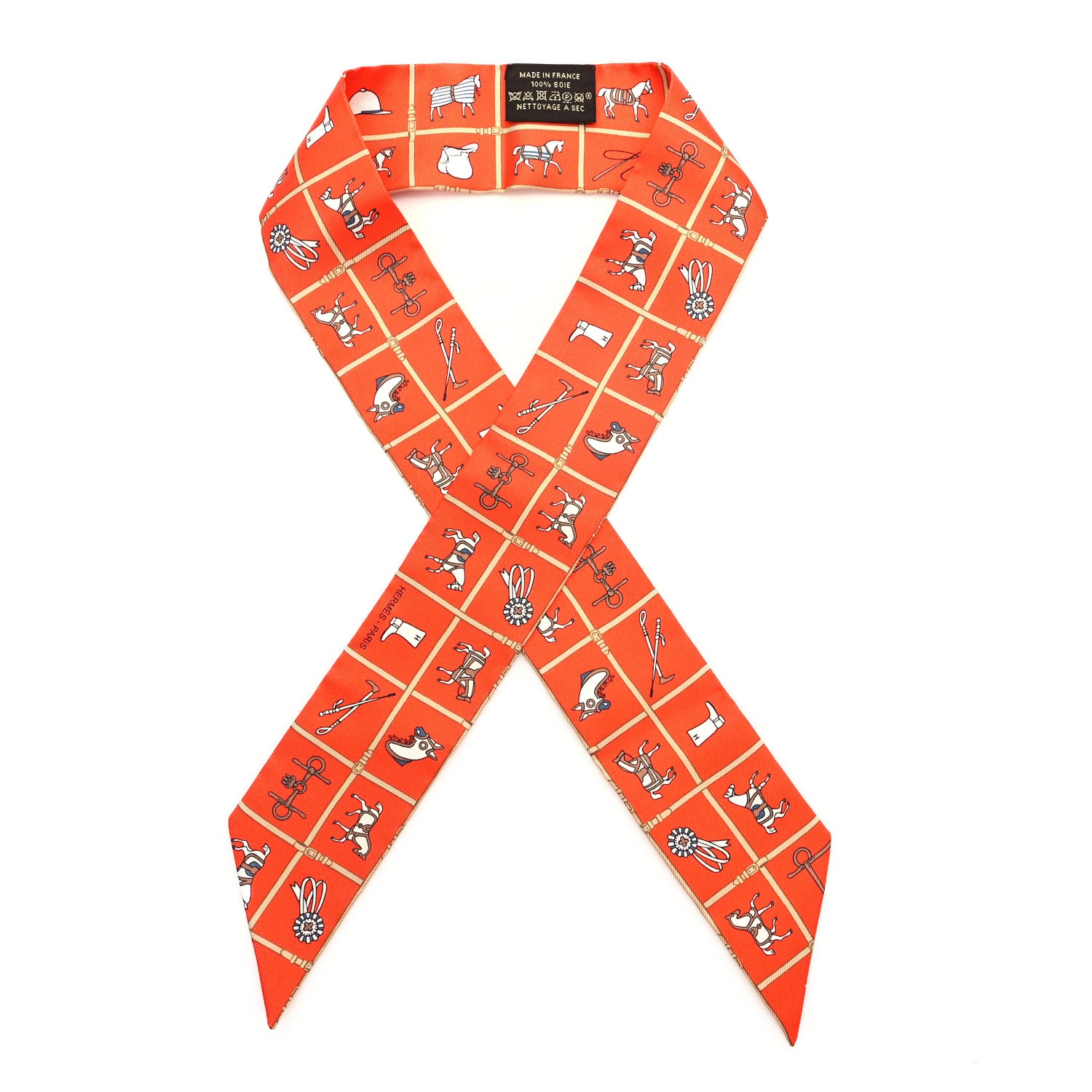 Hermes Silk Couvertures Et Tenues Twilly Orange White 1 of 3