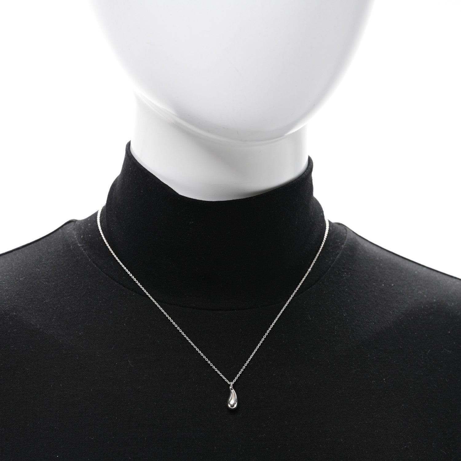 Tiffany Sterling Silver 12mm Elsa Peretti Teardrop Pendant Necklace 2 of 5