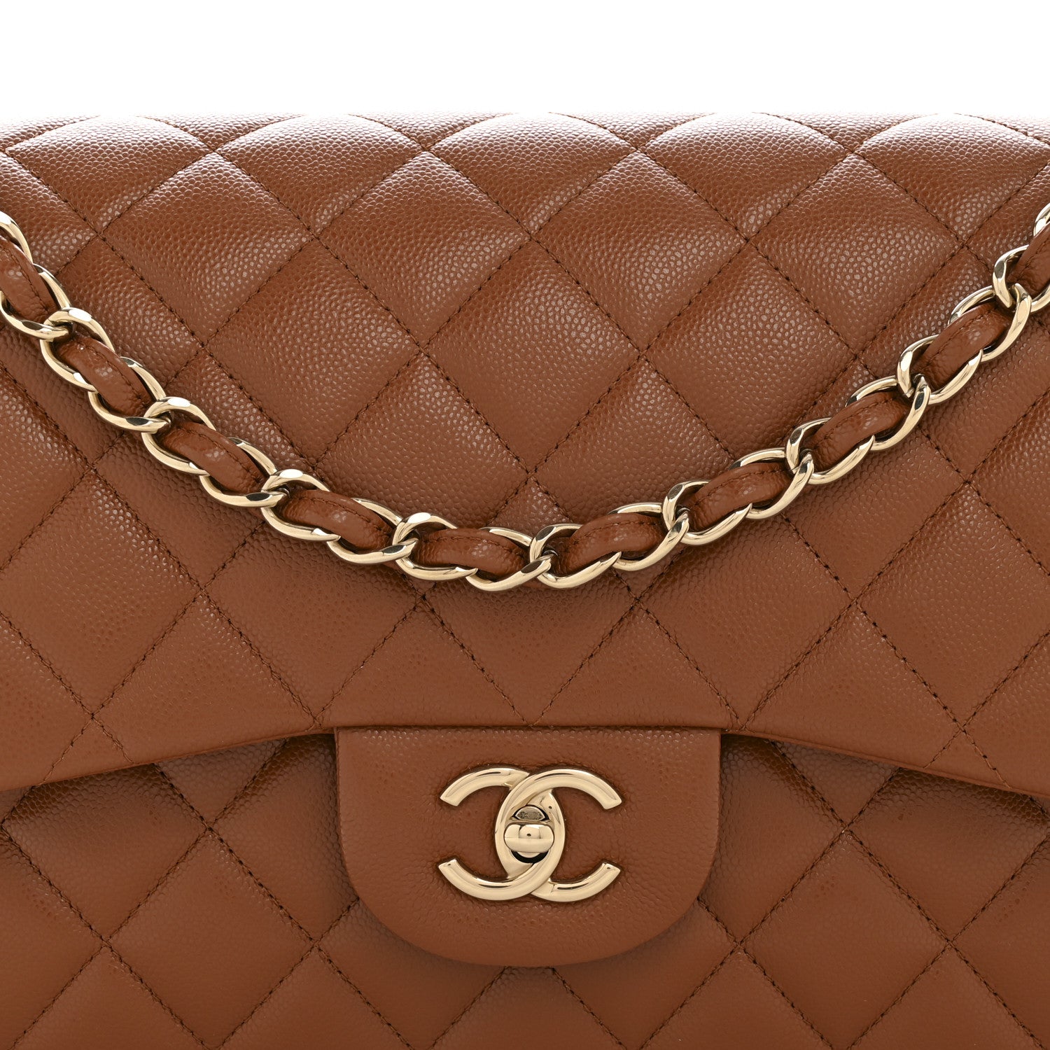 Chanel Caviar Quilted Jumbo Double Flap Light Brown 8 of 11