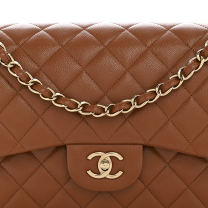 Chanel Caviar Quilted Jumbo Double Flap Light Brown 8 of 11