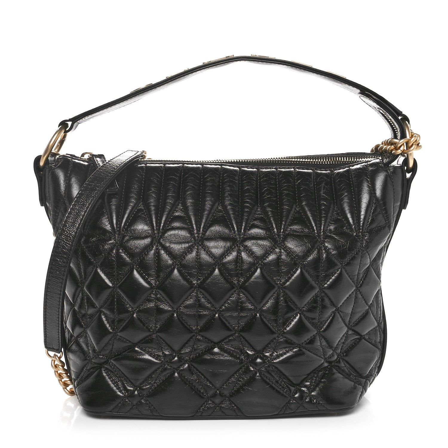 Chanel Glazed Calfskin Quilted State Of The Art Hobo Black 1 of 10