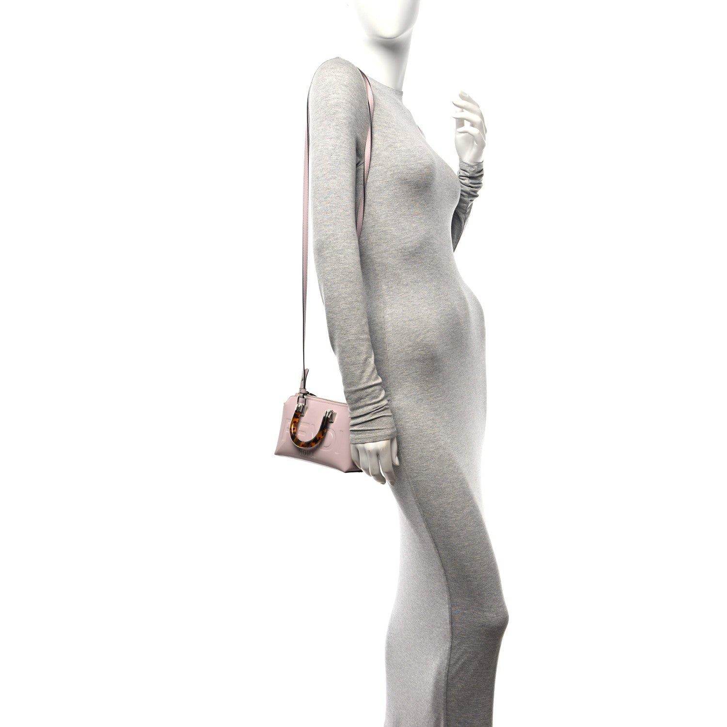 Fendi Plexiglass Logo Embossed Mini By The Way Top Handle Boston Bag Soft Berry 2 of 10