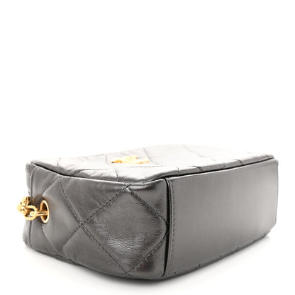 Chanel Metallic Calfskin Pearl Quilted CC Mini Camera Case Ruthenium 4 of 11