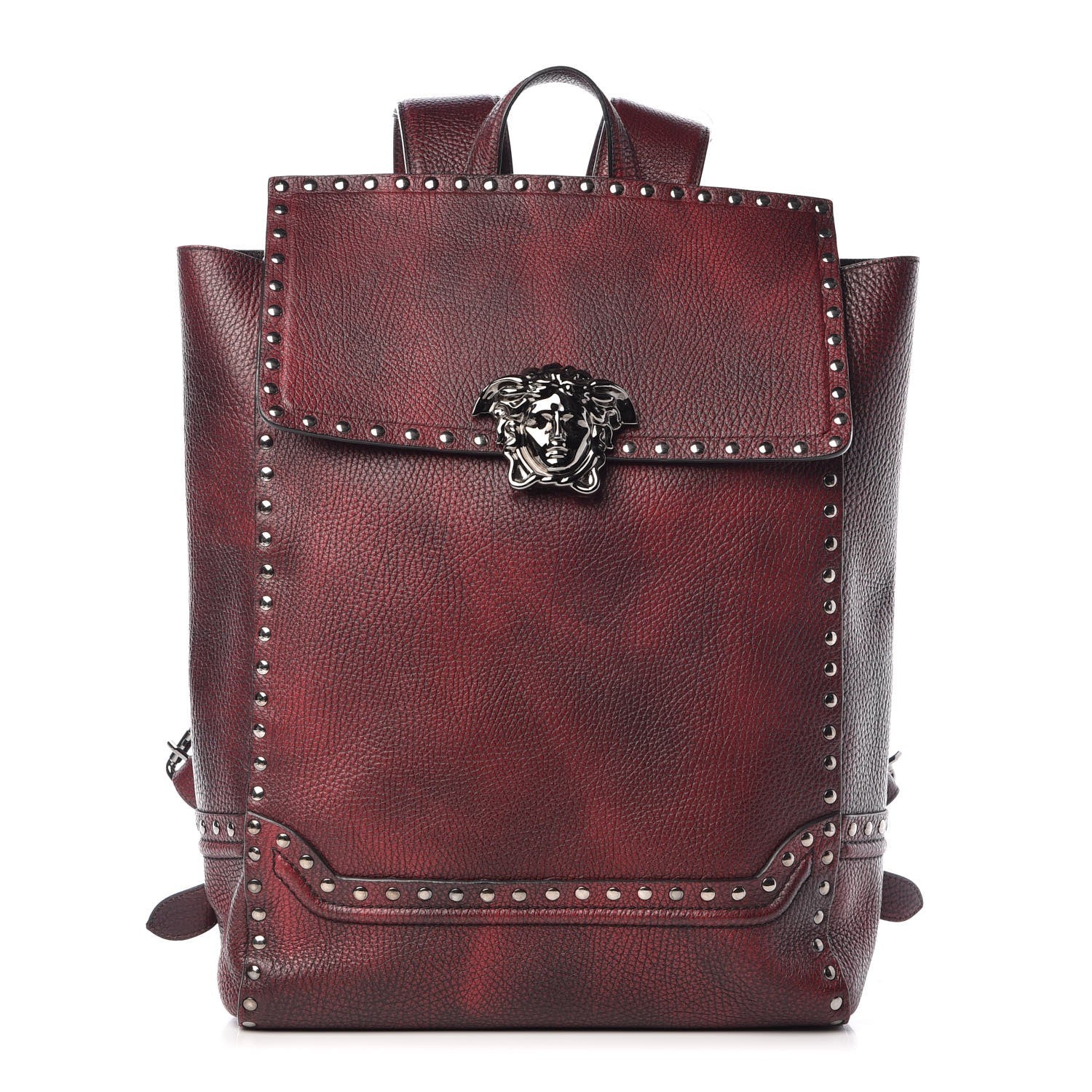 Versace Grained Calfskin Palazzo Studded Backpack Rosso Nero Black 1 of 10