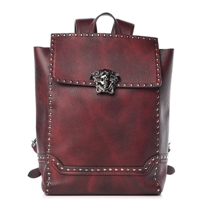 Versace Grained Calfskin Palazzo Studded Backpack Rosso Nero Black 1 of 10