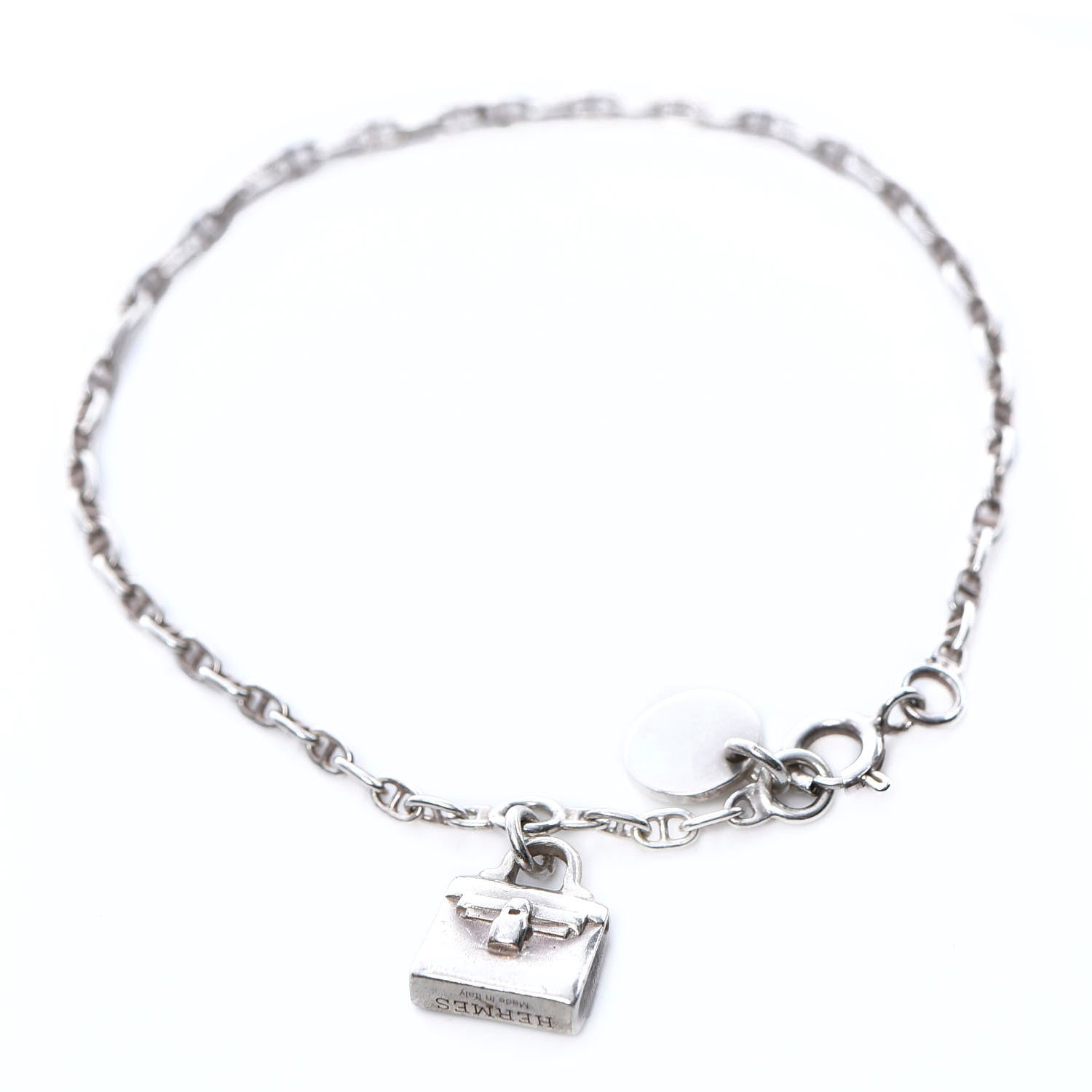 Hermes Sterling Silver Mini Birkin Amulette Bracelet ST 1 of 6