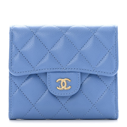 Chanel Caviar Quilted Compact Flap Wallet Blue 1 of 9