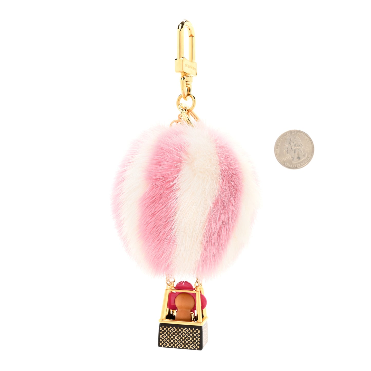 Mink Fur Vivienne Balloon Bag Charm Key Holder Pink