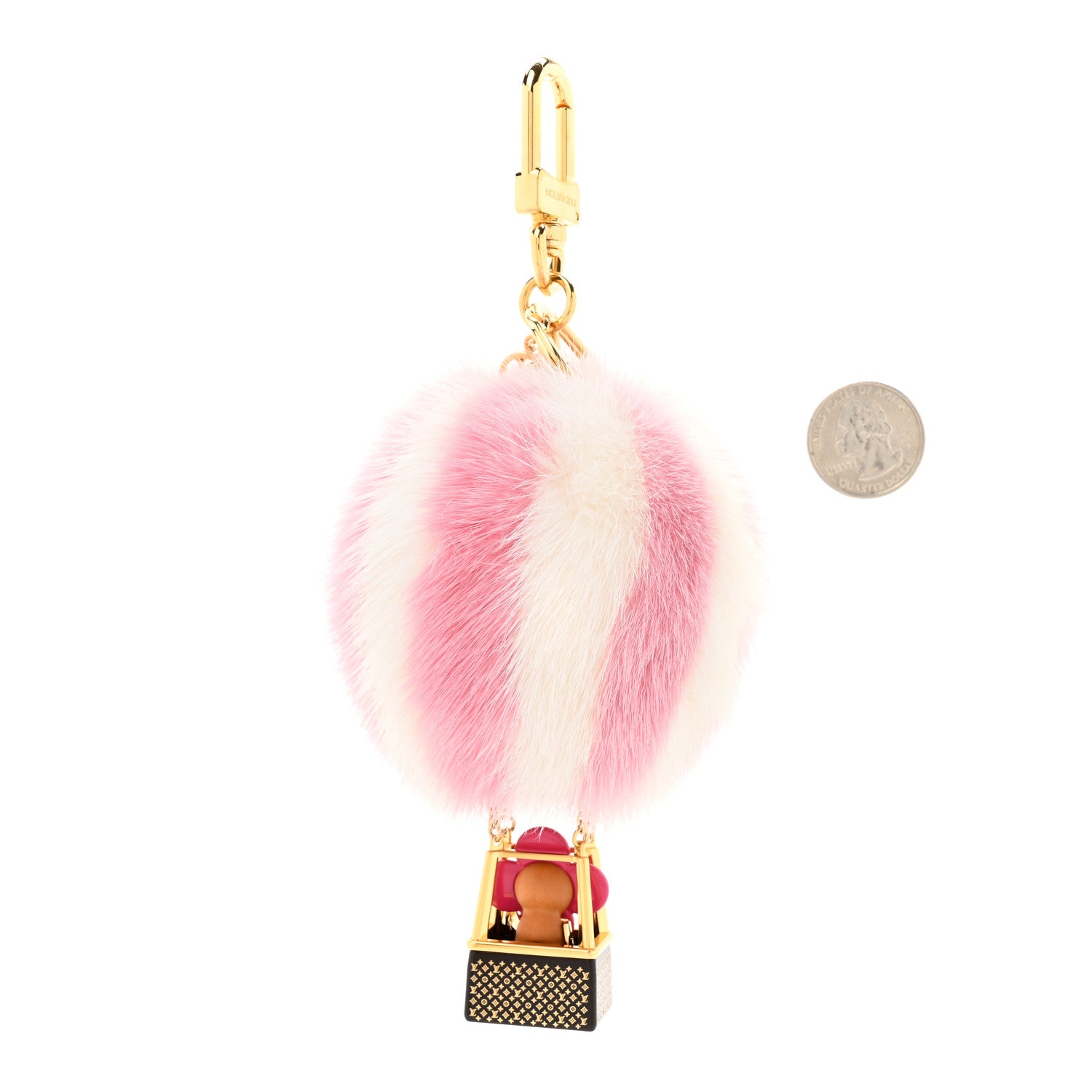 Louis Vuitton Mink Fur Vivienne Balloon Bag Charm Key Holder Pink 2 of 4