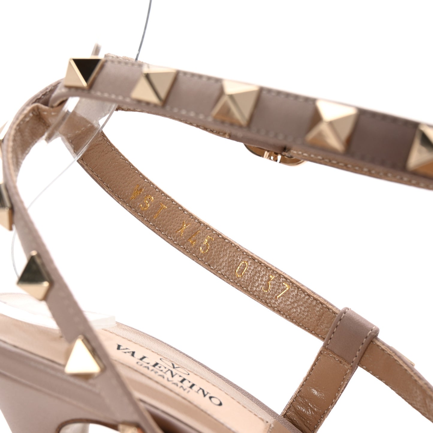 Nappa Rockstud Cross Strap D'Orsay 100mm Sandals 37 Poudre