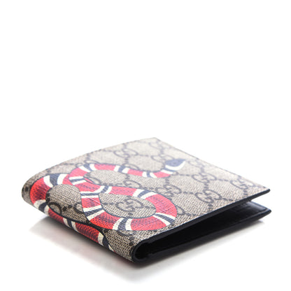 Gucci GG Supreme Monogram Selleria Calfskin Kingsnake Nice Bi-Fold Wallet Beige Ebony Multicolor Black 4 of 7